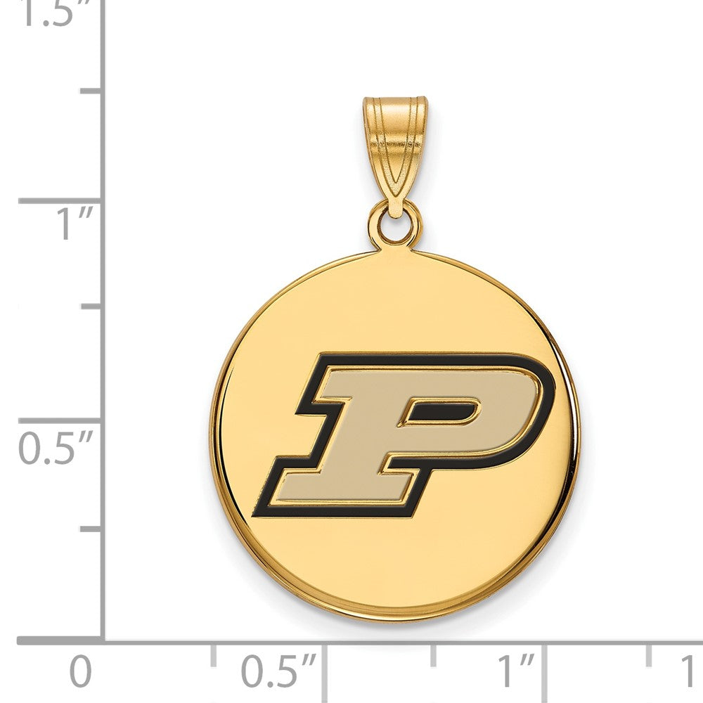 Gold Plated Sterling Silver Logoart Purdue University Letter P Large Enameled Disc Pendant