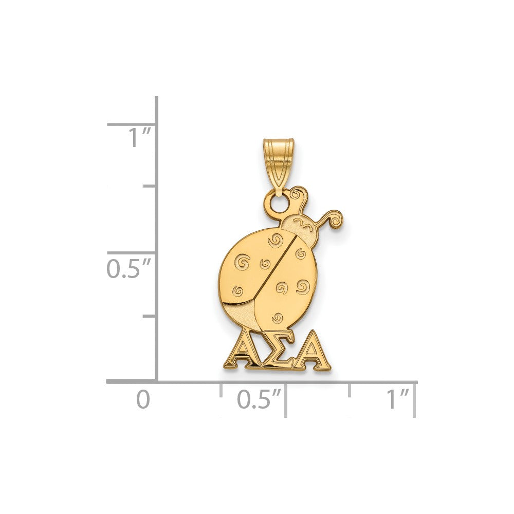 Gold Plated Sterling Silver Logoart Alpha Sigma Sorority Symbol Small Pendant