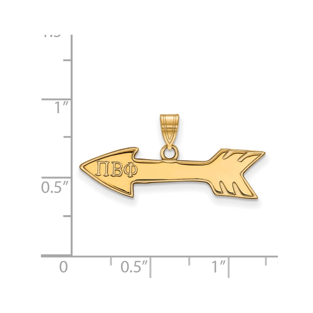 Gold Plated Sterling Silver Logoart Pi Beta Phi Sorority Symbol Small Pendant