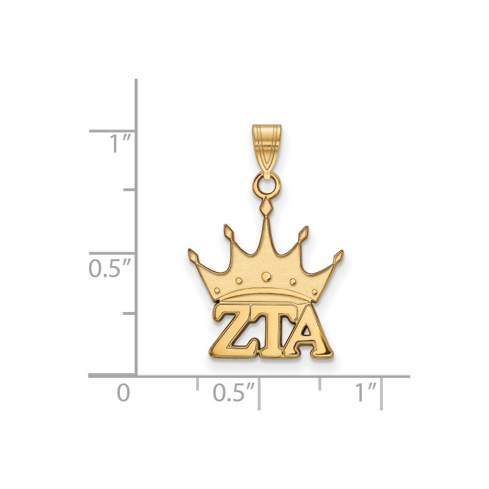 Gold Plated Sterling Silver Logoart Zeta Tau Alpha Sorority Symbol Small Pendant