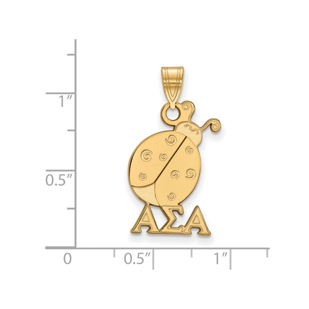 Gold Plated Sterling Silver Logoart Alpha Sigma Sorority Symbol Medium Pendant
