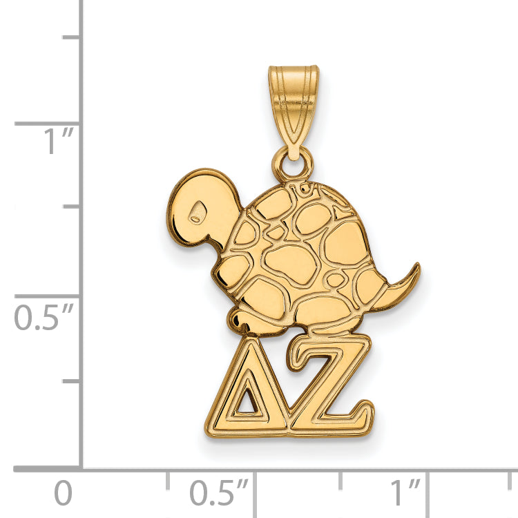 Gold Plated Sterling Silver Logoart Delta Zeta Sorority Symbol Medium Pendant