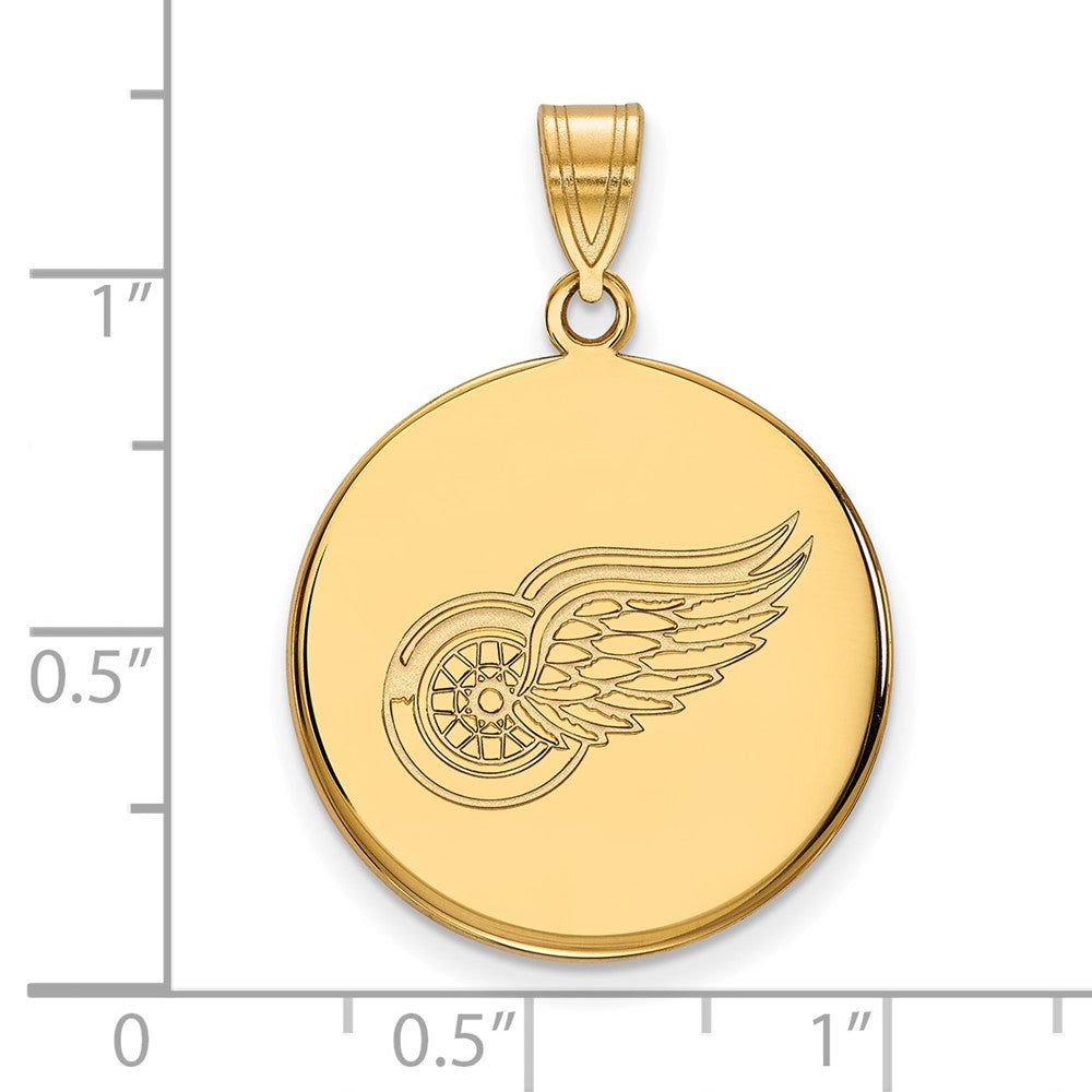 Gold Plated Sterling Silver Nhl Logoart Detroit Red Wings Large Disc Pendant