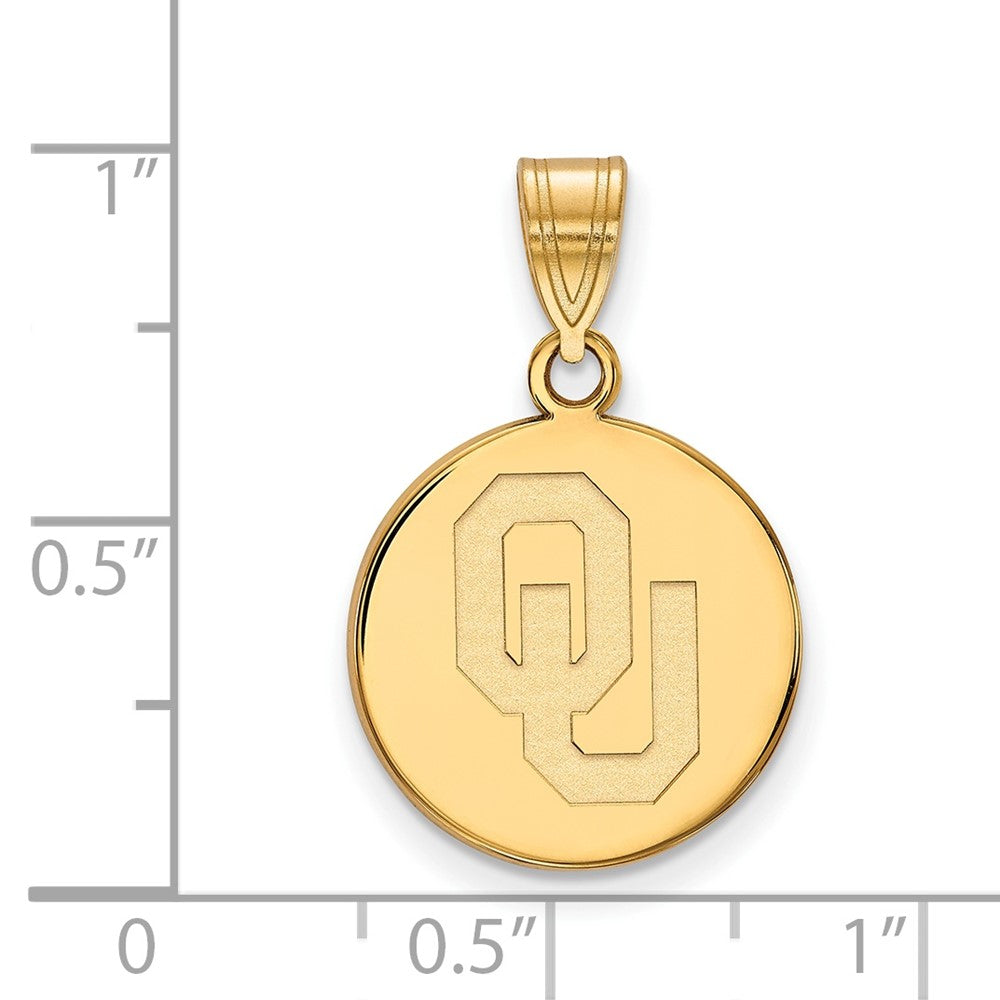 14K Yellow Gold Logoart University Of Oklahoma O U Medium Disc Pendant