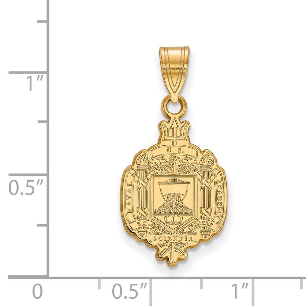 Gold Plated Sterling Silver Logoart Us Naval Academy Large Crest Pendant