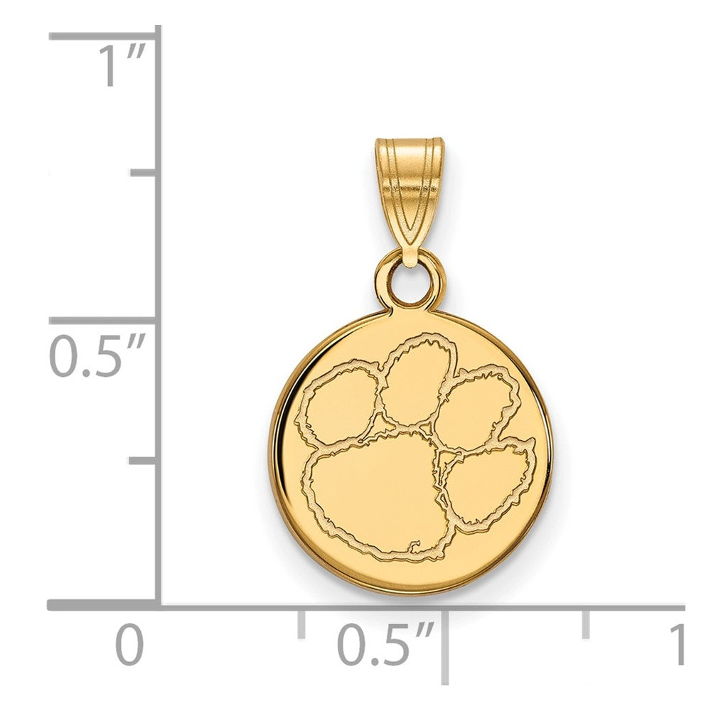 10K Yellow Gold Logoart Clemson University Tiger Paw Small Disc Pendant