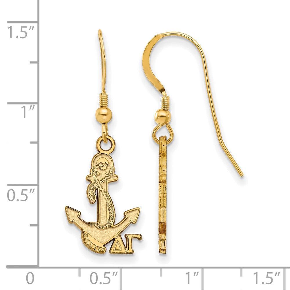 Gold Plated Sterling Silver Logoart Delta Gamma Sorority Symbol Small Dangle Wire Earrings