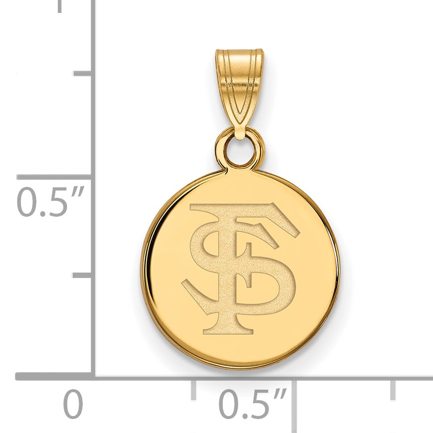 14K Yellow Gold Logoart Florida State University F S Small Disc Pendant