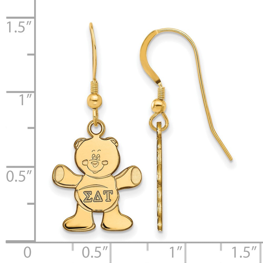 Gold Plated Sterling Silver Logoart Sigma Delta Tau Sorority Symbol Small Dangle Wire Earrings
