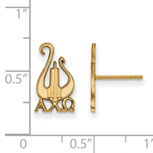 Gold Plated Sterling Silver Logoart Alpha Chi Omega Sorority Symbol Small Post Earrings