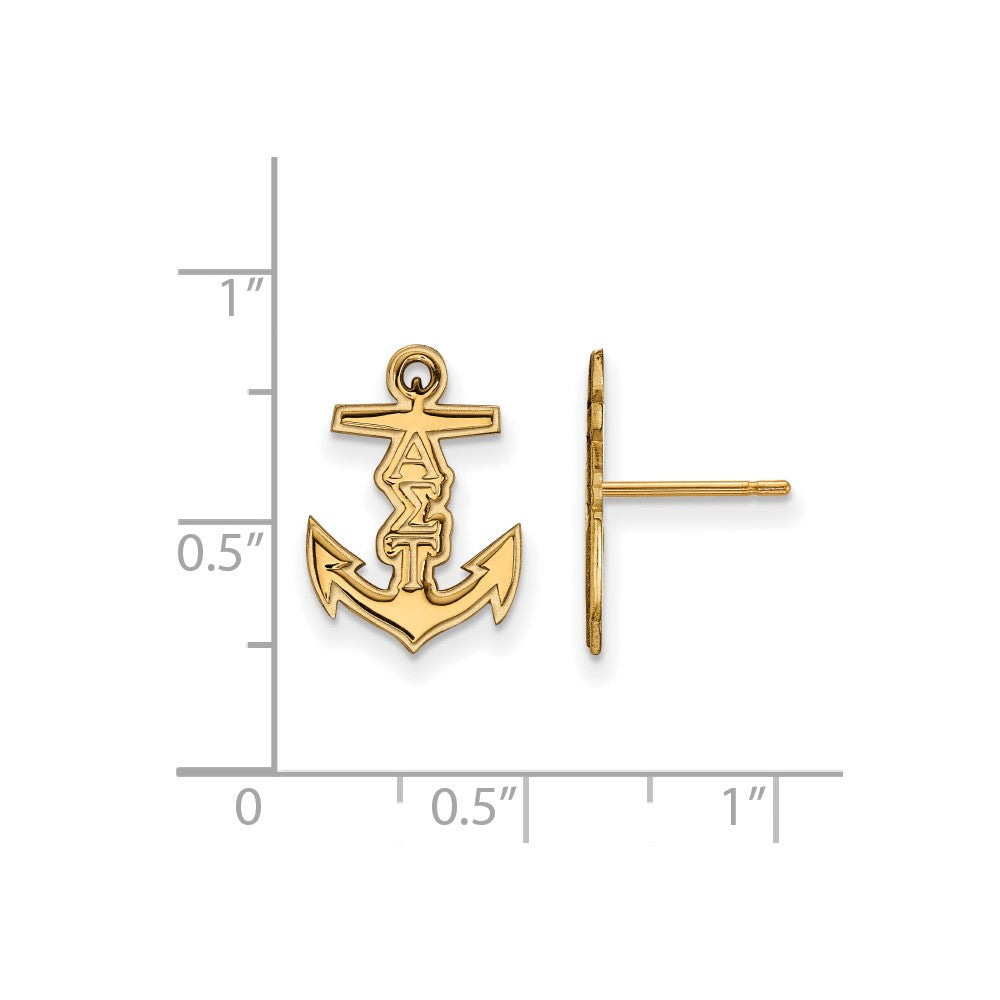 Gold Plated Sterling Silver Logoart Alpha Sigma Tau Sorority Symbol Extra Small Post Earrings