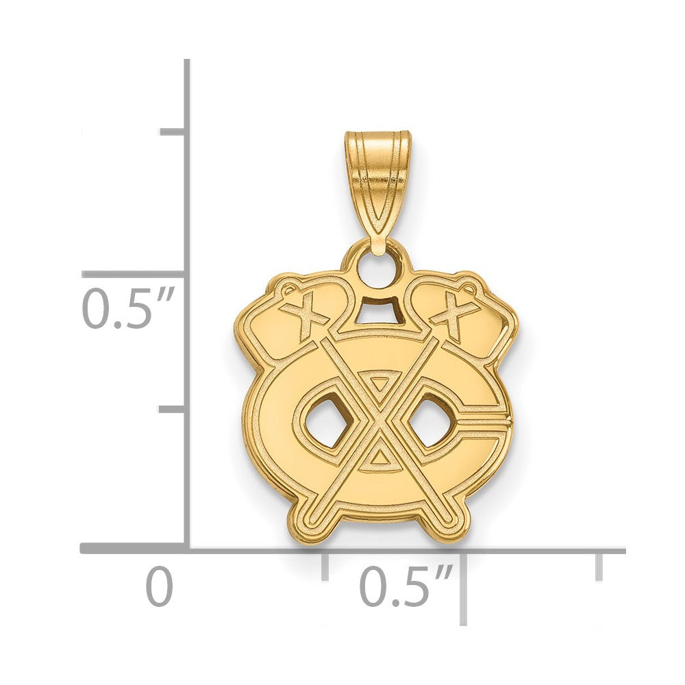Gold Plated Sterling Silver Nhl Logoart Chicago Blackhawks Letter C And Tomahawk Small Pendant