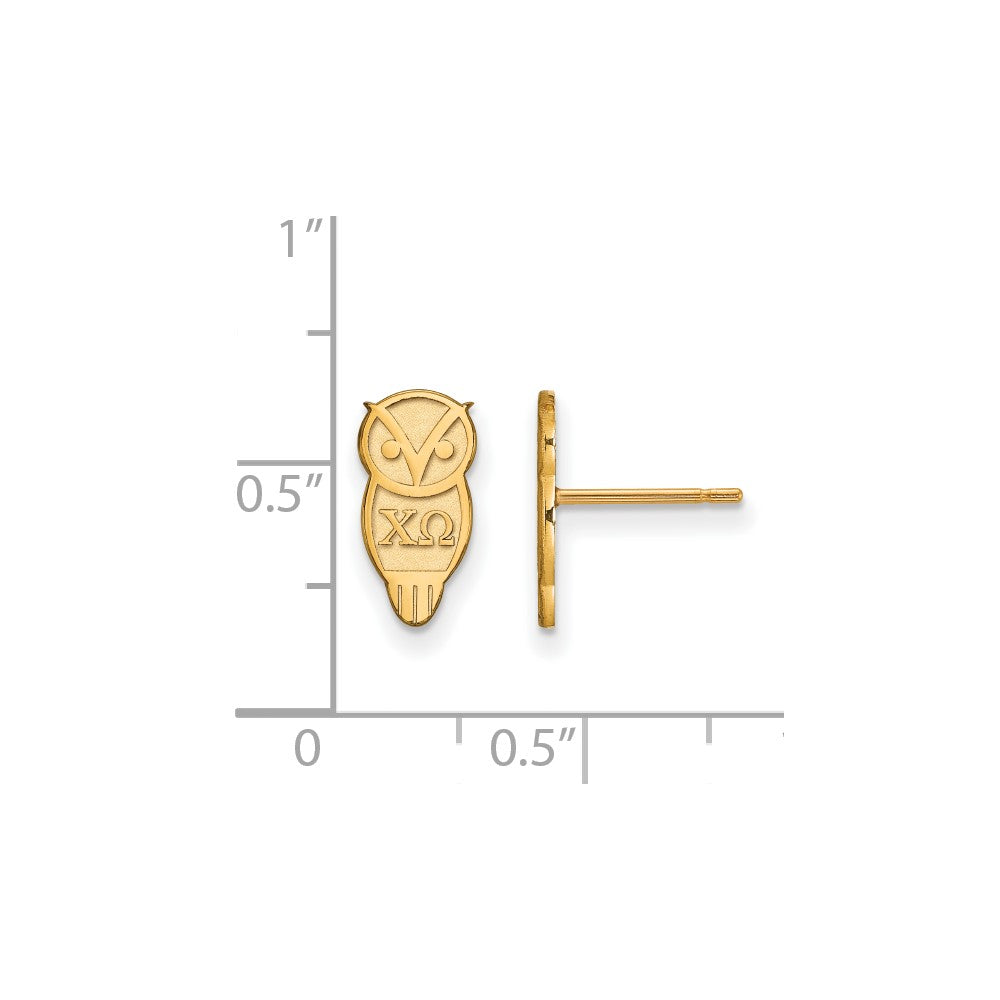 Gold Plated Sterling Silver Logoart Chi Omega Sorority Symbol Extra Small Post Earrings