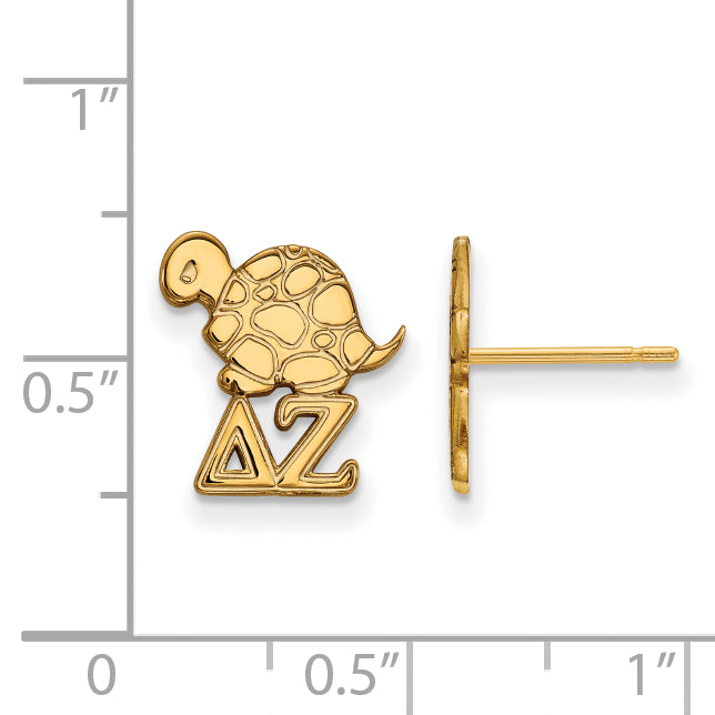 Gold Plated Sterling Silver Logoart Delta Zeta Sorority Symbol Extra Small Post Earrings