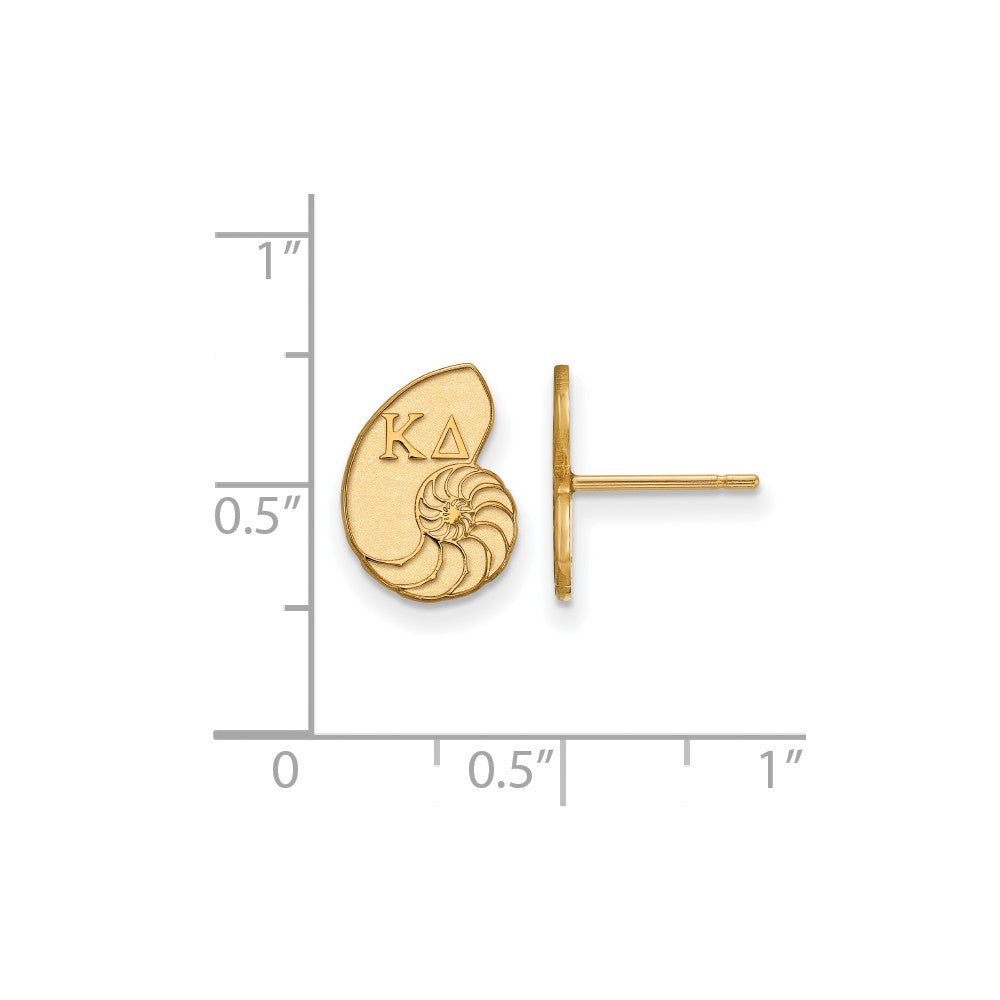 Gold Plated Sterling Silver Logoart Kappa Delta Sorority Symbol Extra Small Post Earrings