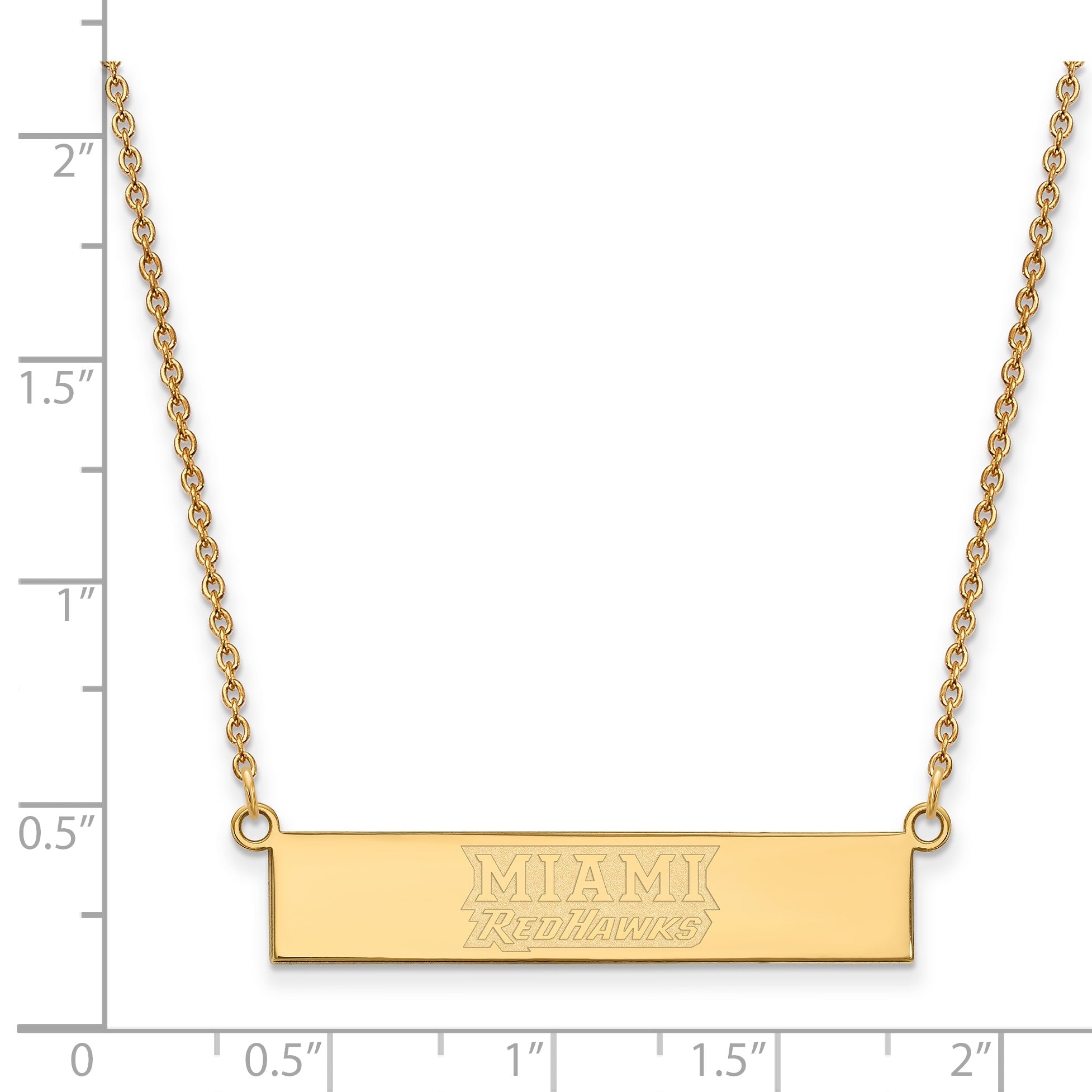 Gold Plated Ss Gp Logoart Miami University Small Bar Necklace