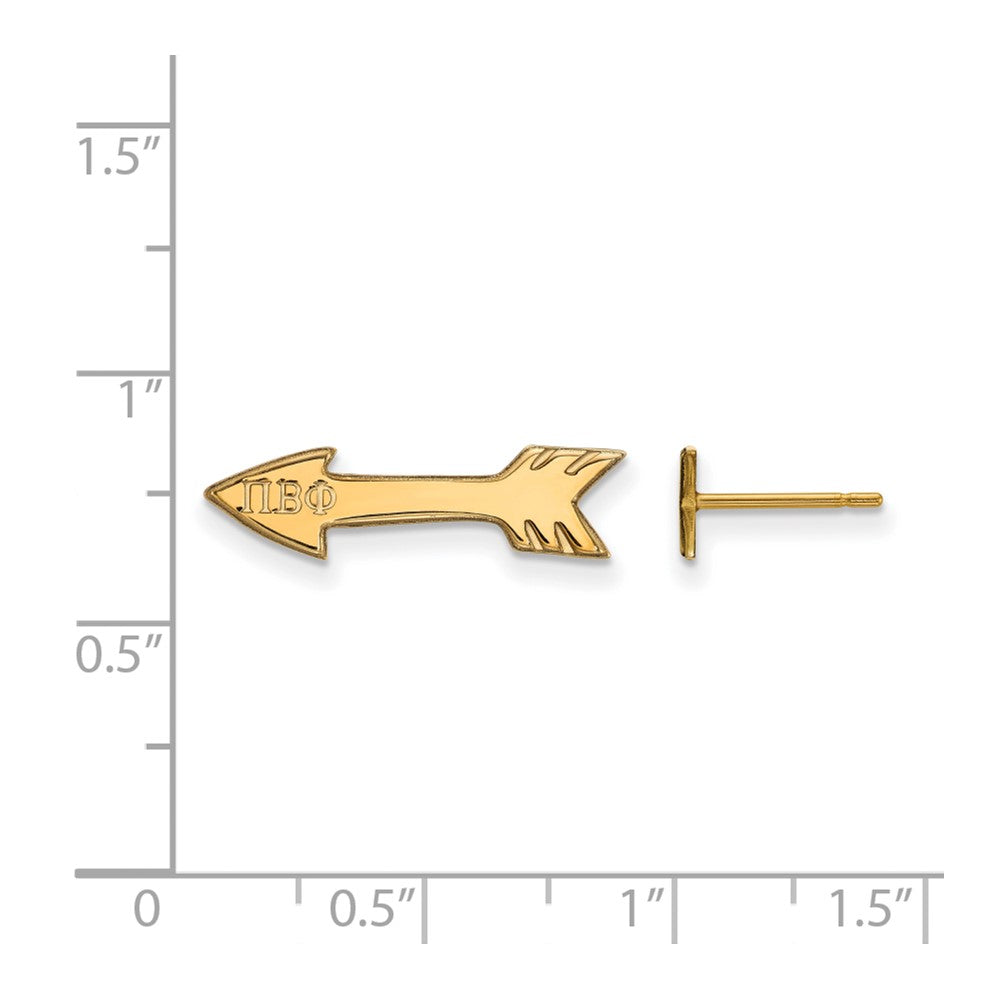 Gold Plated Sterling Silver Logoart Pi Beta Phi Sorority Symbol Extra Small Post Earrings