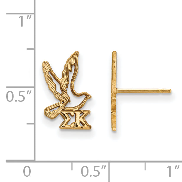 Gold Plated Sterling Silver Logoart Sigma Kappa Sorority Symbol Extra Small Post Earrings