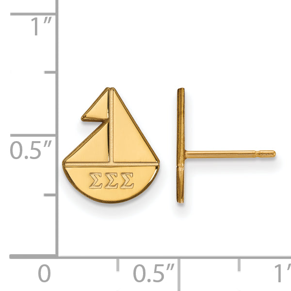 Gold Plated Sterling Silver Logoart Sigma Sorority Symbol Extra Small Post Earrings