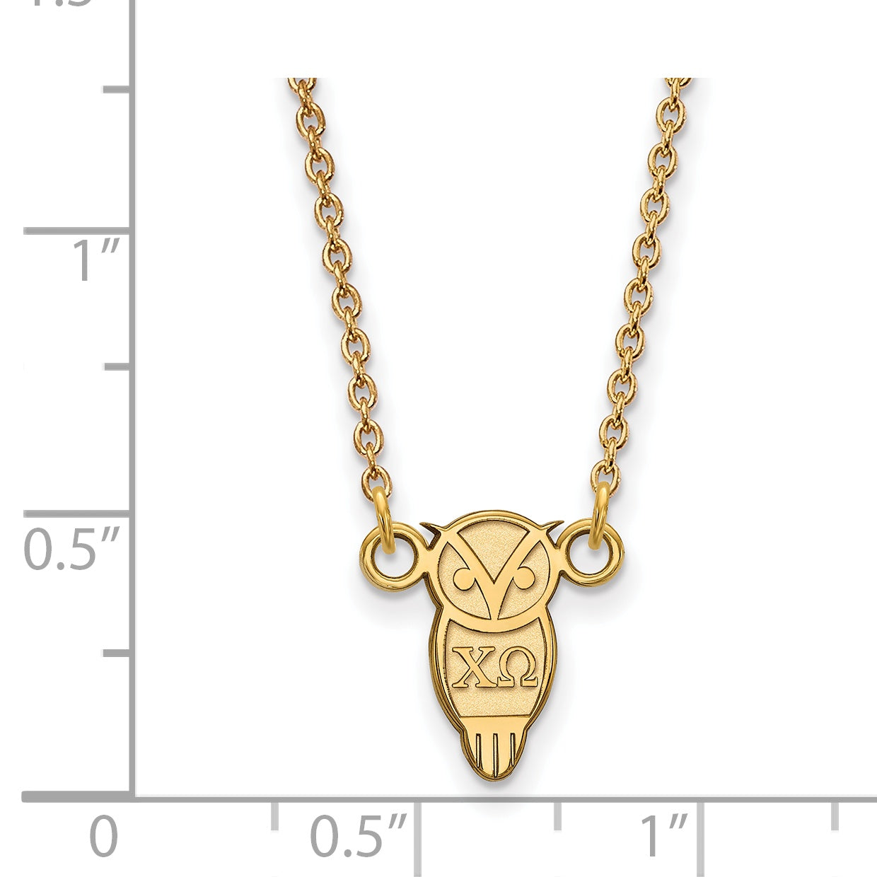 Gold Plated Sterling Silver Logoart Chi Omega Sorority Symbol Extra Small Pendant 18 Inch Necklace