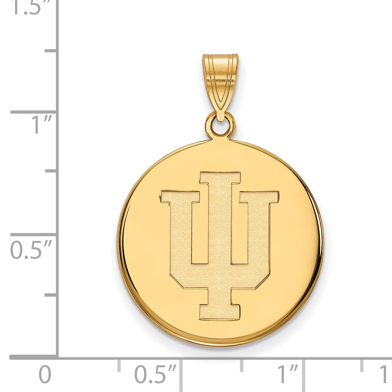 Gold Plated Sterling Silver Logoart Indiana University I U Large Disc Pendant