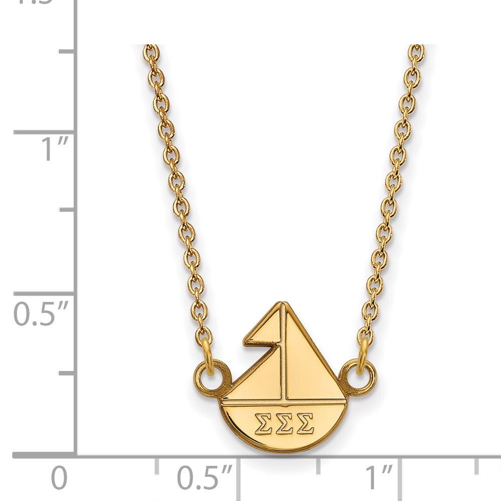 Gold Plated Sterling Silver Logoart Sigma Sorority Symbol Extra Small Pendant 18 Inch Necklace