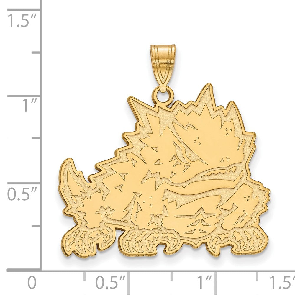 Gold Plated Sterling Silver Logoart Texas Christian University Horned Frog Extra Large Pendant