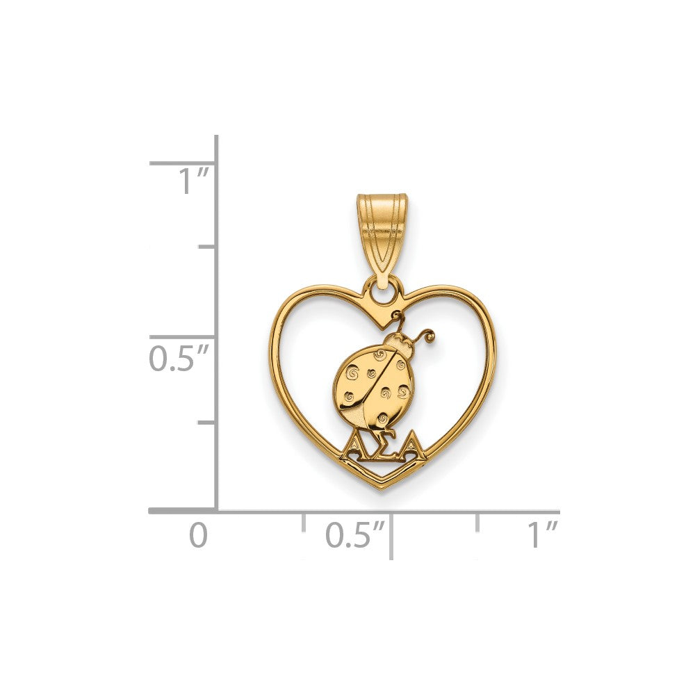 Gold Plated Sterling Silver Logoart Alpha Sigma Sorority Symbol Heart Pendant