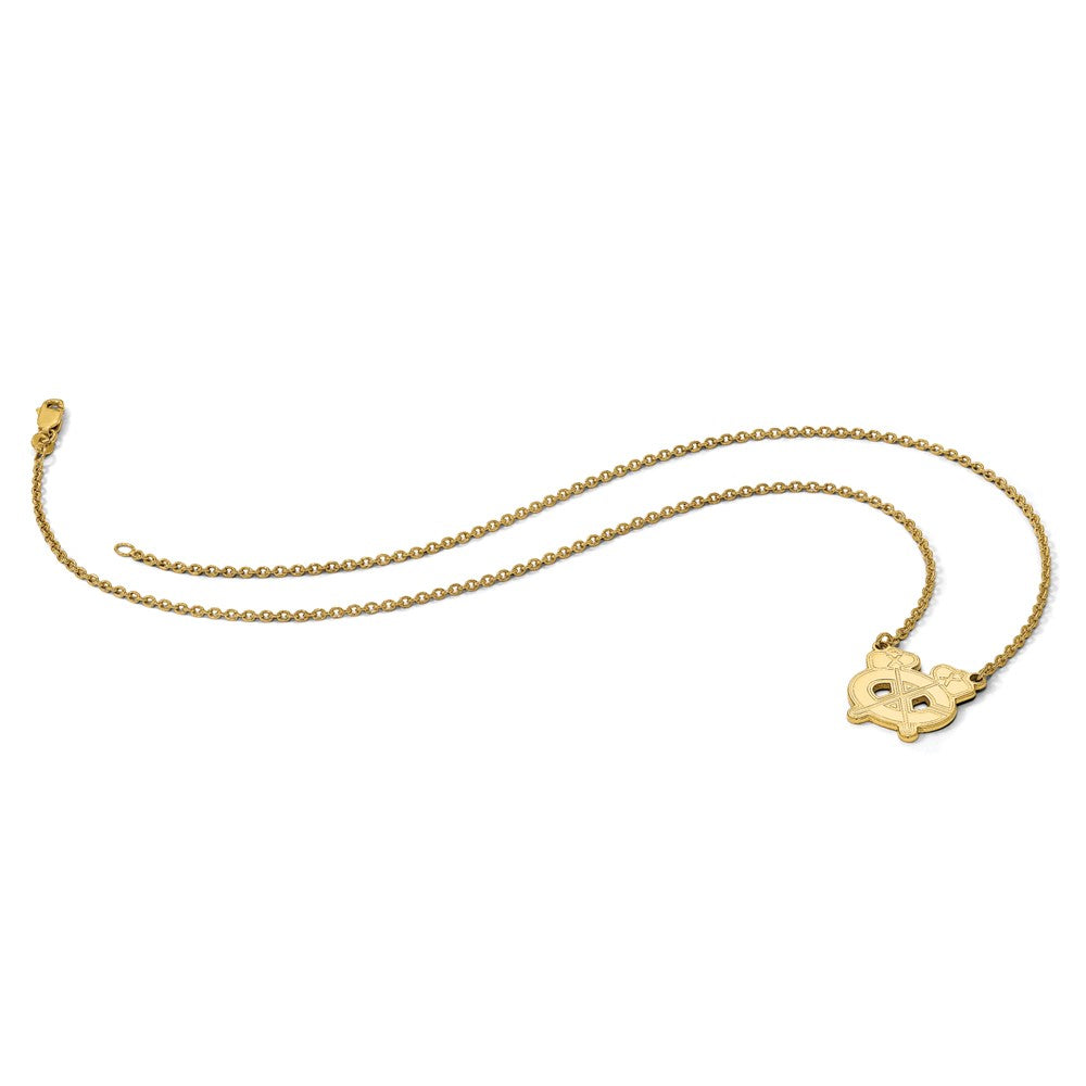 14K Yellow Gold Nhl Logoart Chicago Blackhawks Letter C And Tomahawk Small Pendant 18 Inch Necklace