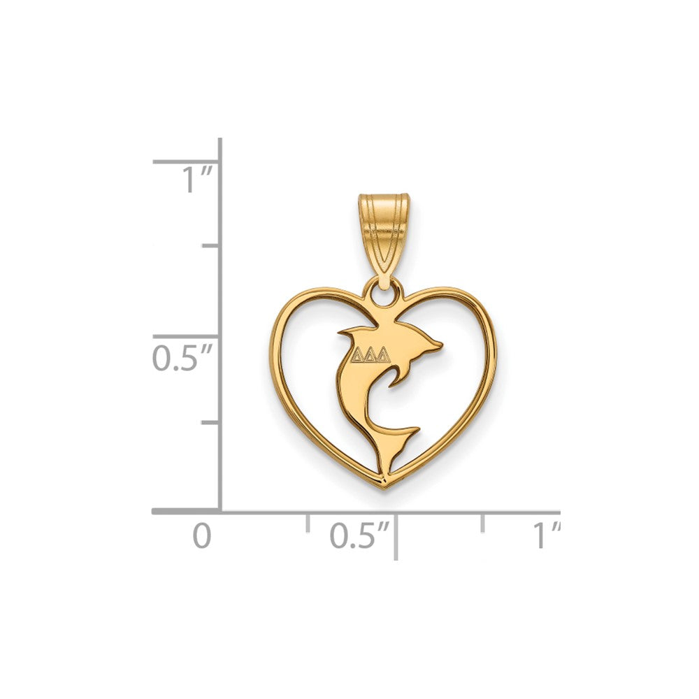 Gold Plated Sterling Silver Logoart Delta Sorority Symbol Heart Pendant