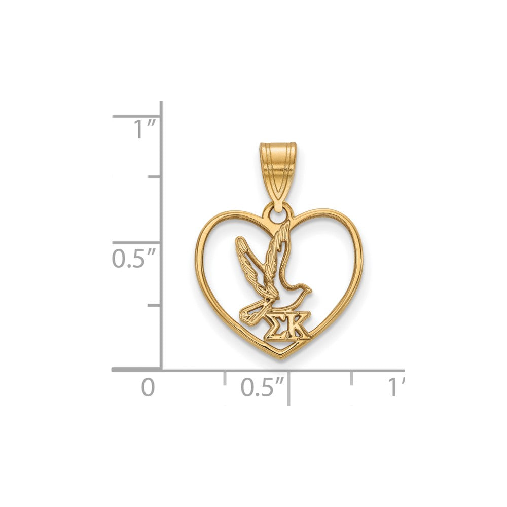 Gold Plated Sterling Silver Logoart Sigma Kappa Sorority Symbol Heart Pendant