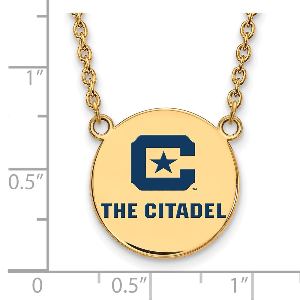 Gold Plated Sterling Silver Gp Logoart The Citadel Large Enamel Pendant Necklace