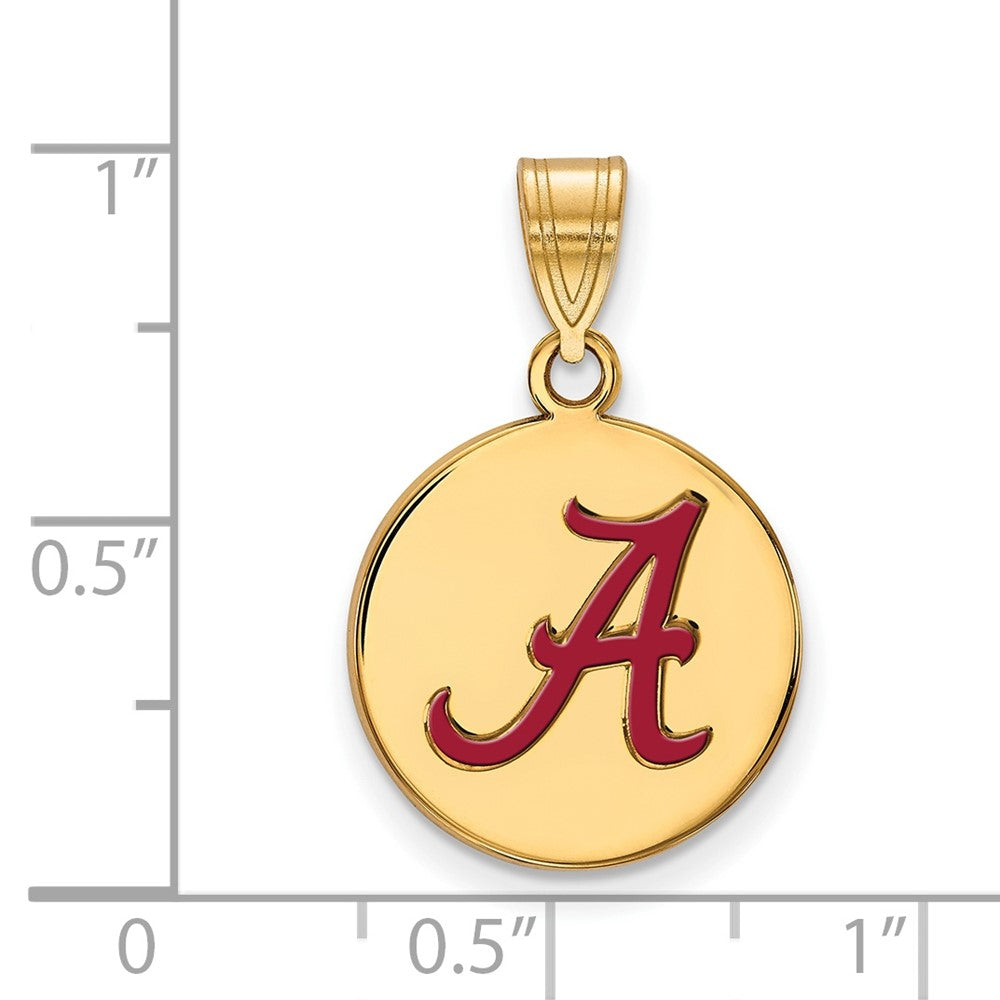 Gold Plated Sterling Silver Logoart University Of Alabama Letter A Medium Enameled Disc Pendant