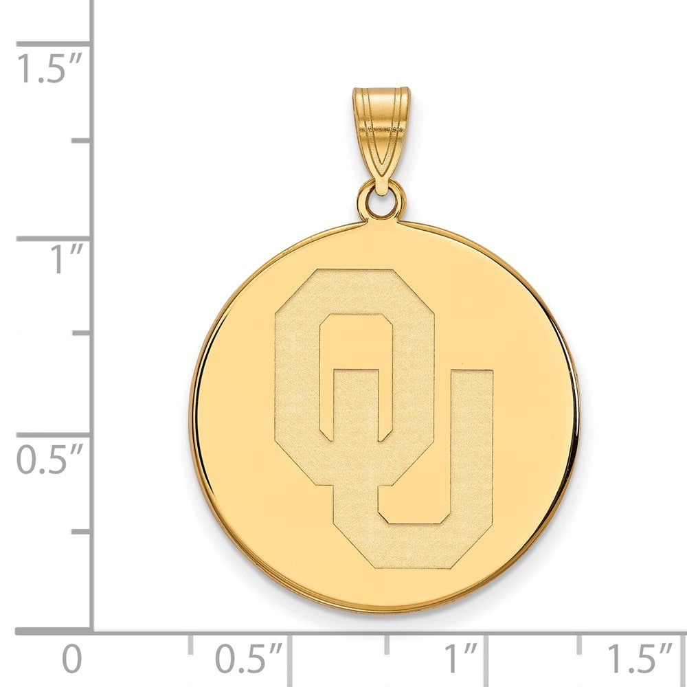 14K Yellow Gold Logoart University Of Oklahoma O U Extra Large Disc Pendant