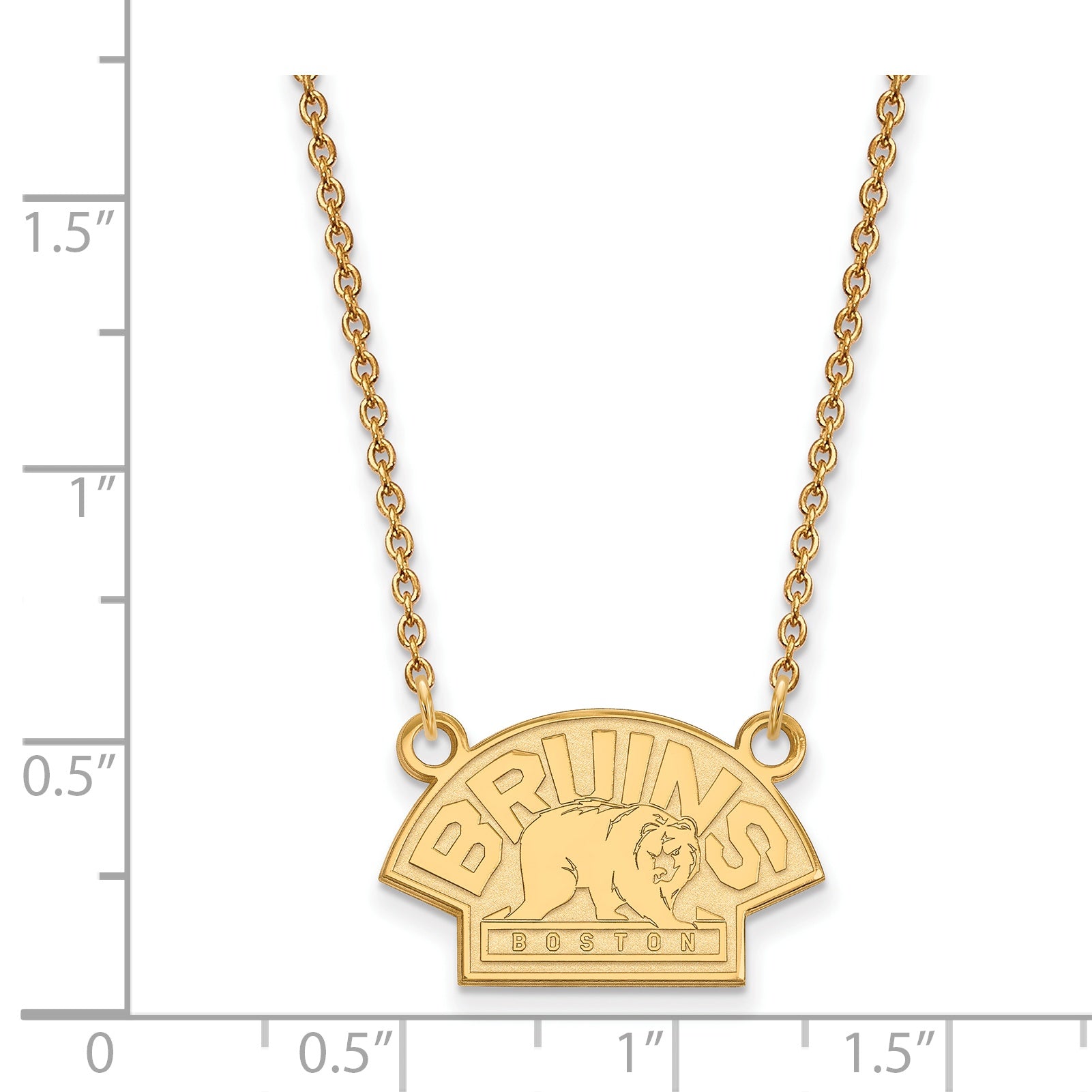14K Yellow Gold Nhl Logoart Boston Bruins Small Pendant 18 Inch Necklace