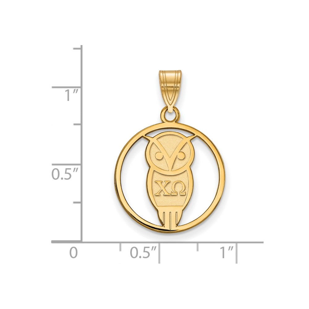 Gold Plated Sterling Silver Logoart Chi Omega Sorority Symbol Medium Circle Pendant