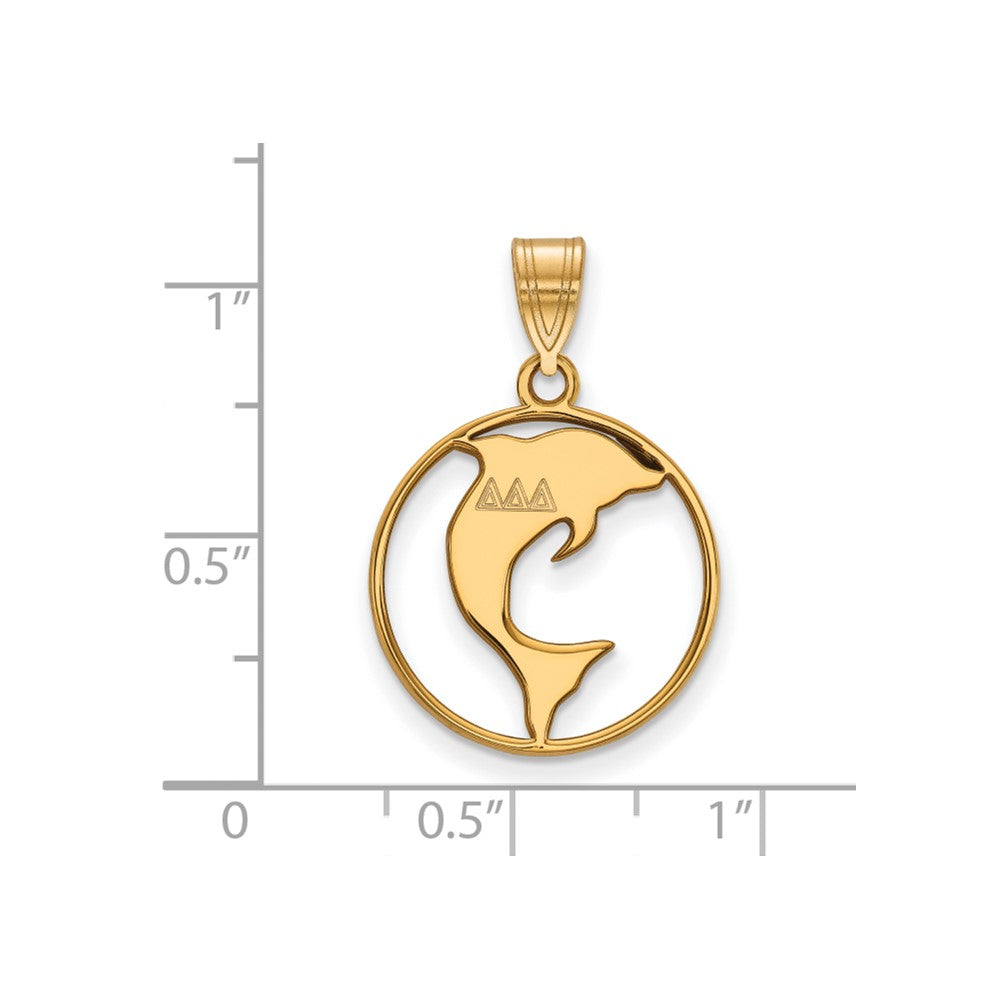 Gold Plated Sterling Silver Logoart Delta Sorority Symbol Medium Circle Pendant