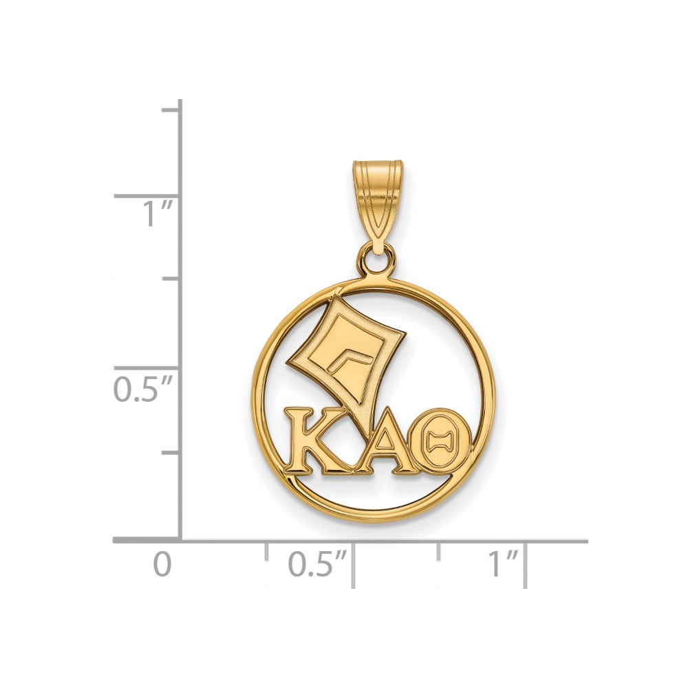 Gold Plated Sterling Silver Logoart Kappa Alpha Theta Sorority Symbol Medium Circle Pendant