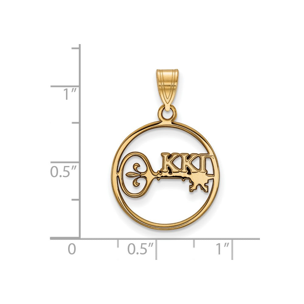 Gold Plated Sterling Silver Logoart Kappa Gamma Sorority Symbol Medium Circle Pendant