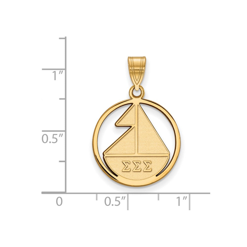 Gold Plated Sterling Silver Logoart Sigma Sorority Symbol Medium Circle Pendant