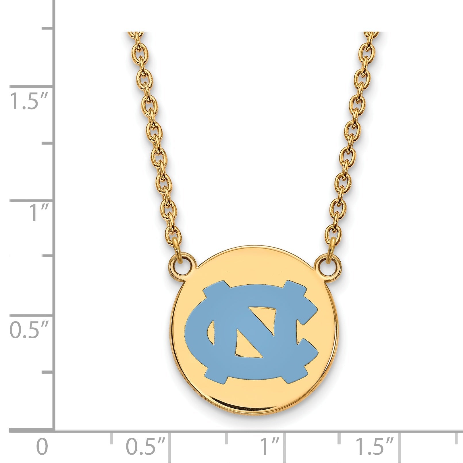 Gold Plated Sterling Silver Logoart University Of North Carolina Large Enameled Disc Pendant 18 Inch Necklace