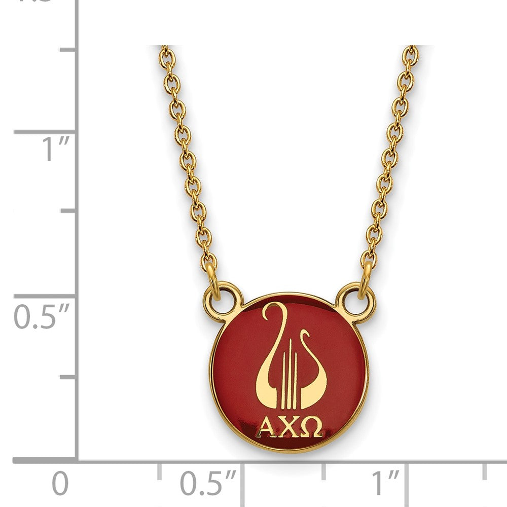 Gold Plated Sterling Silver Logoart Alpha Chi Omega Sorority Symbol Small Color Enamel Pendant 18 Inch Necklace