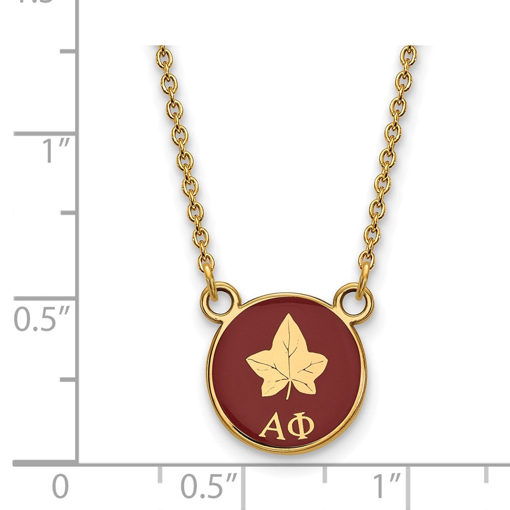 Gold Plated Sterling Silver Logoart Alpha Phi Sorority Symbol Small Color Enamel Pendant 18 Inch Necklace