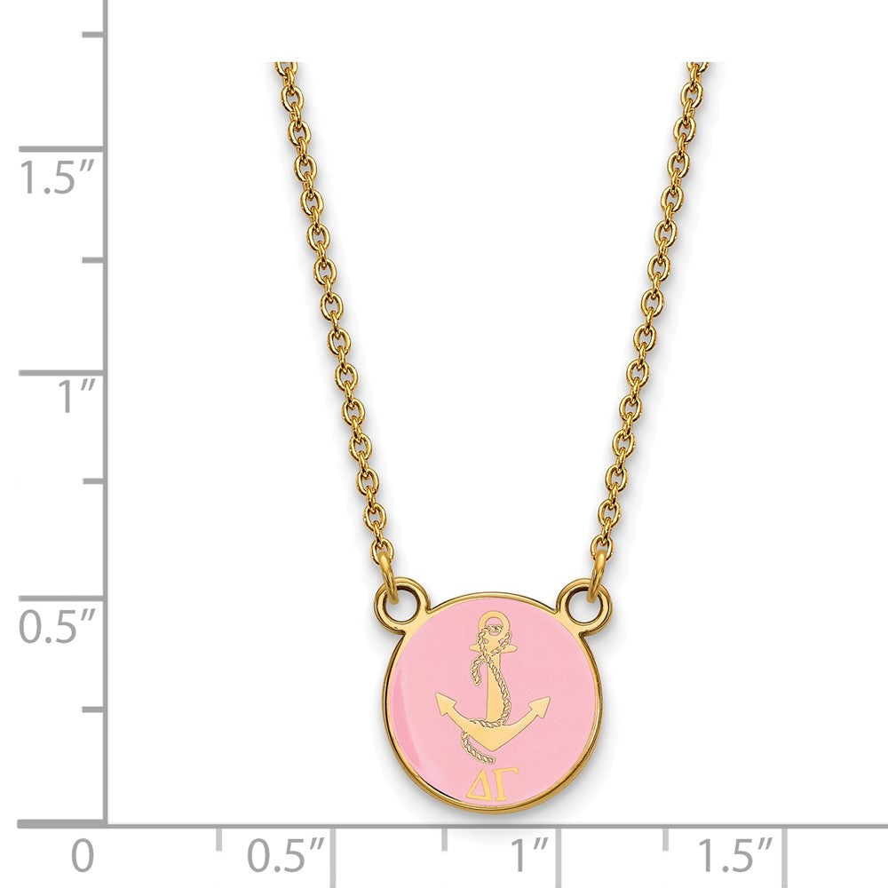 Gold Plated Sterling Silver Logoart Delta Gamma Sorority Symbol Small Color Enamel Pendant 18 Inch Necklace