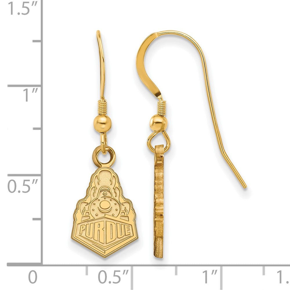 Gold Plated Sterling Silver Logoart Purdue University Boilermakers Train Logo Small Dangle Wire Earrings