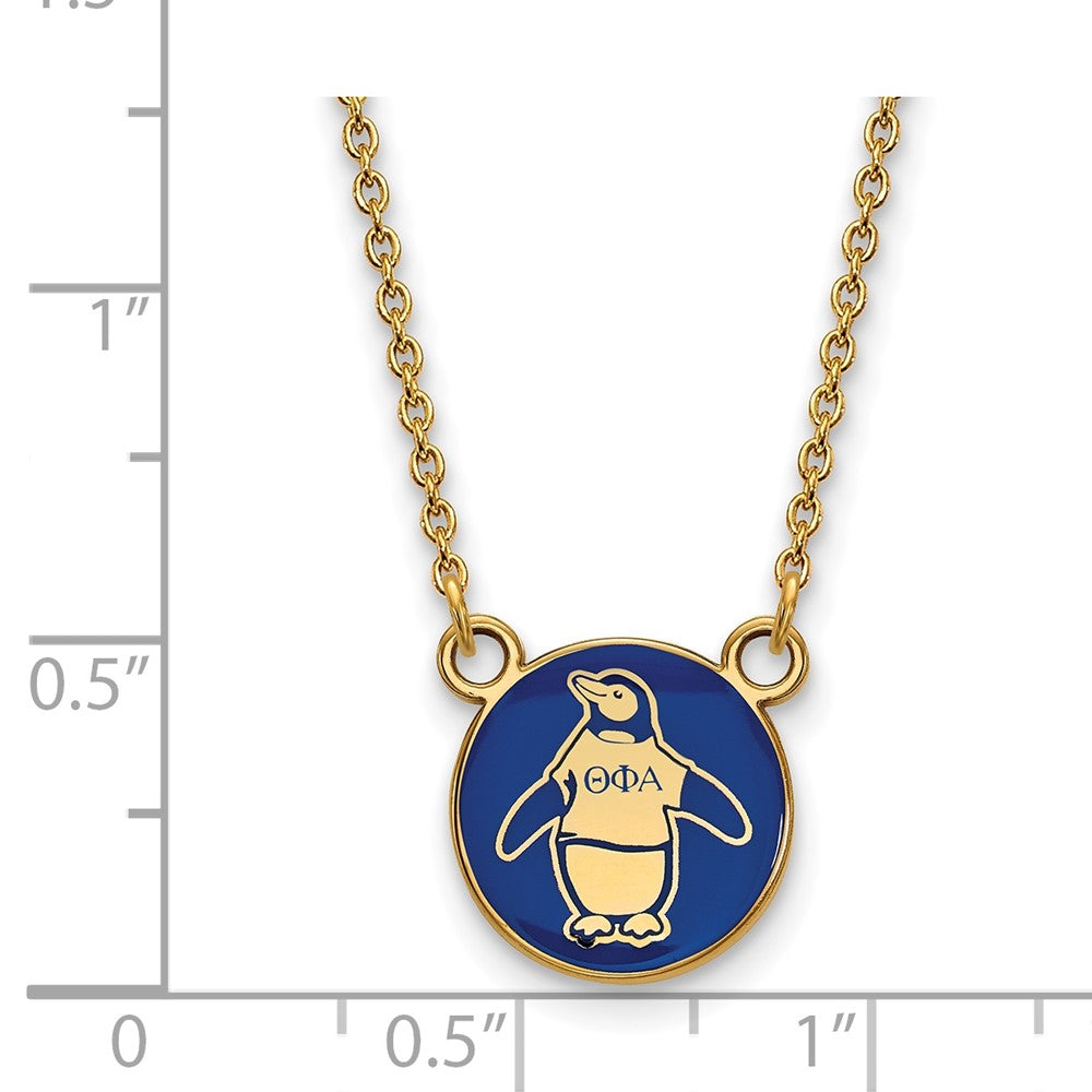 Gold Plated Sterling Silver Logoart Theta Phi Alpha Sorority Symbol Small Color Enamel Pendant 18 Inch Necklace