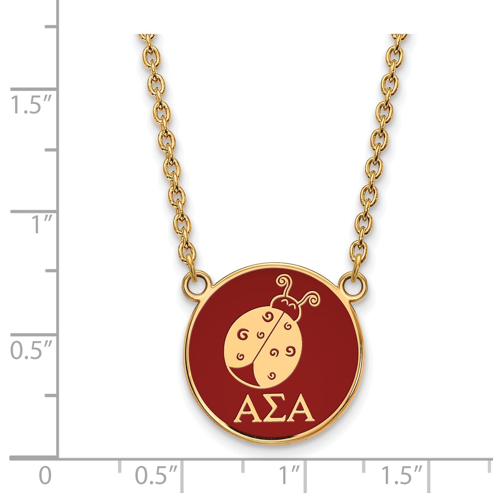 Gold Plated Sterling Silver Logoart Alpha Sigma Sorority Symbol Large Color Enamel Pendant 18 Inch Necklace
