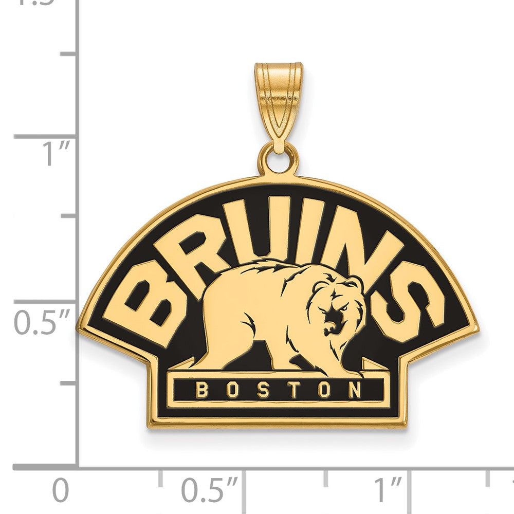 Gold Plated Sterling Silver Nhl Logoart Boston Bruins Large Enameled Pendant
