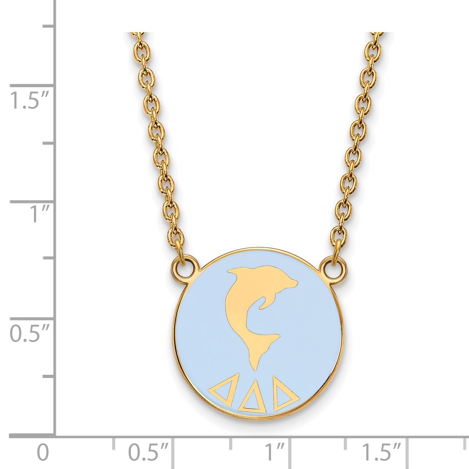Gold Plated Sterling Silver Logoart Delta Sorority Symbol Large Color Enamel Pendant 18 Inch Necklace