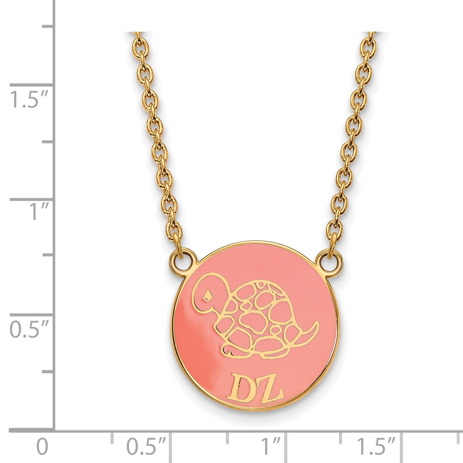 Gold Plated Sterling Silver Logoart Delta Zeta Sorority Symbol Large Color Enamel Pendant 18 Inch Necklace